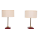 set Jacques Adnet Red Stich Leather Table lamps 1960s France