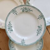 4 vintage ironstone dinner plates - Green tones