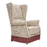 1955-60s, Danish design, high back armchair in floral multicolor fabric, original condition.