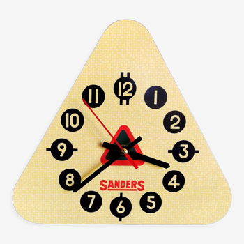 Horloge formica vintage pendule murale silencieuse triangulaire "Sanders jaune"