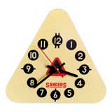 Vintage formica clock triangular silent wall clock "Sanders yellow"
