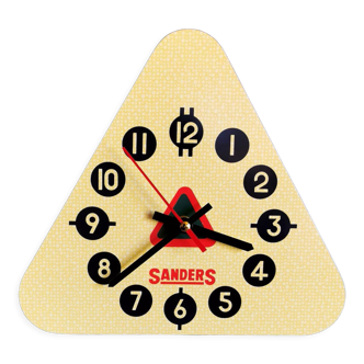 Vintage formica clock triangular silent wall clock "Sanders yellow"