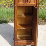 Nightstand with false drawers in walnut and marble, Louis Philippe