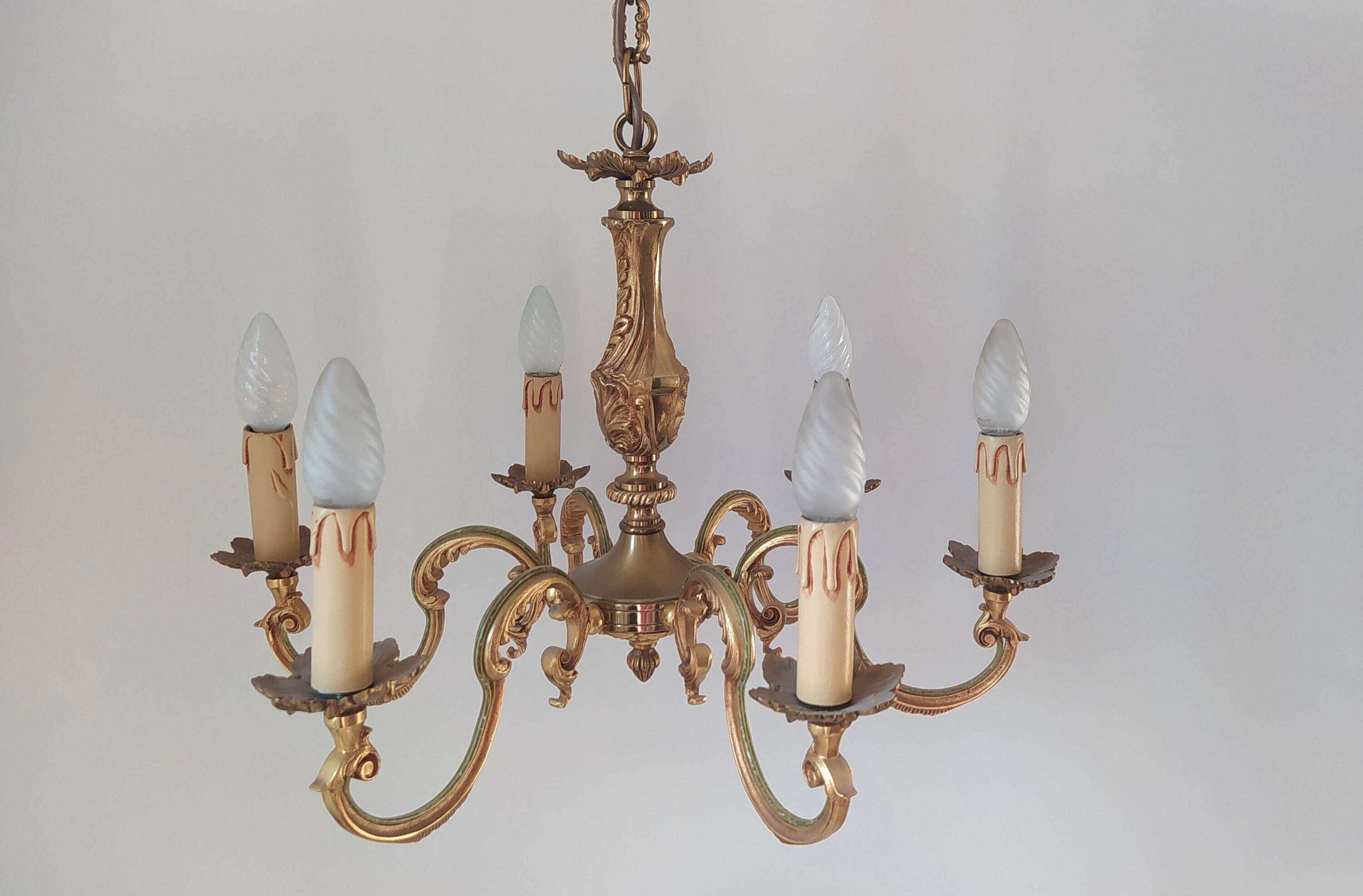 Genuine bronze lustre Lucien Gau Paris 6 lights 1960s