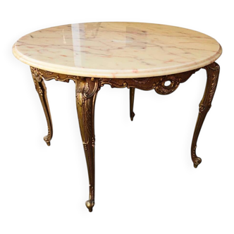 Table basse en bronze de style Louis XV avec plateau en marbre, XXe siècle
