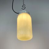 Industrial White Porcelain Pendant Light with Milk Glass, 1970s