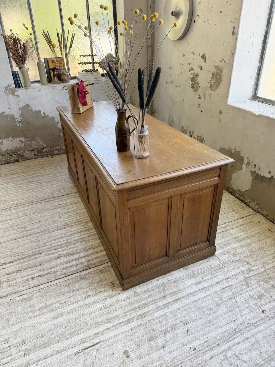 1950s oak office counter