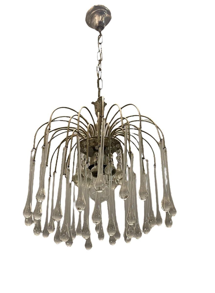 Murano glass drop waterfall chandelier, 1960s