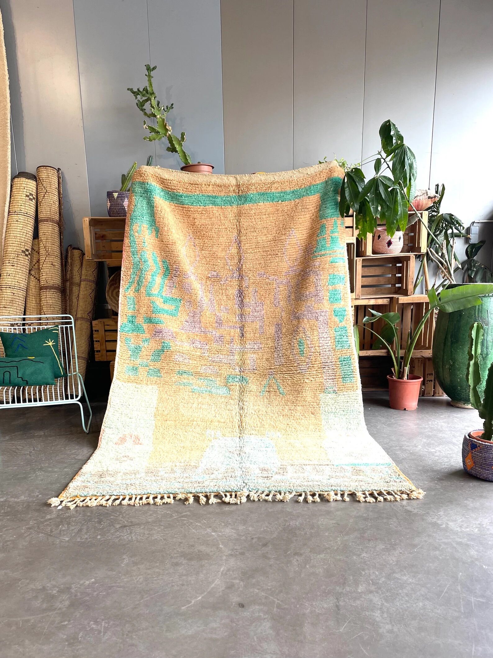 Large Moroccan Berber Boujad Authentic Wool Rug