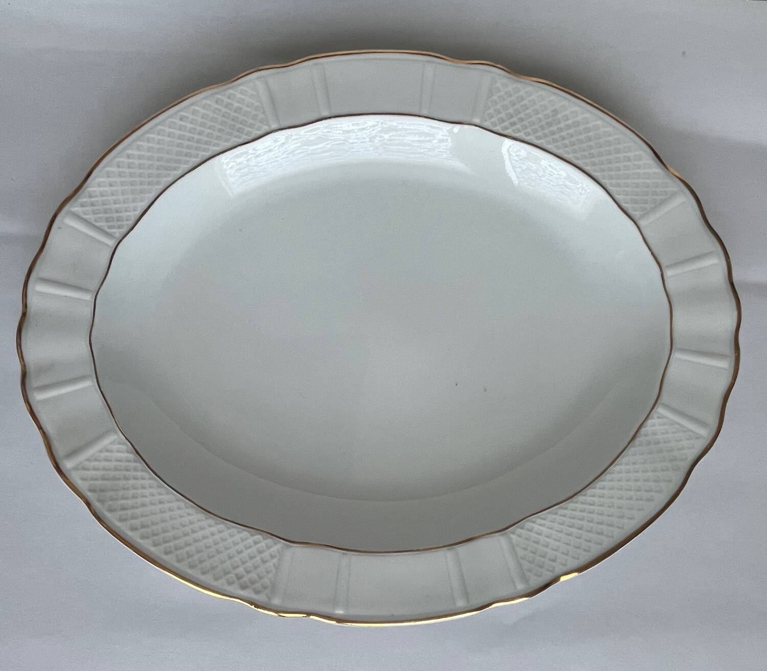Oval white porcelain serving dish