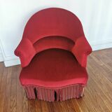 Fauteuil crapaud velours rouge