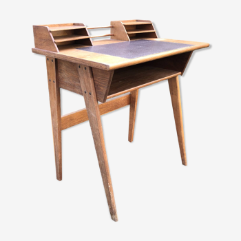 Vintage desk with oak compass legs.