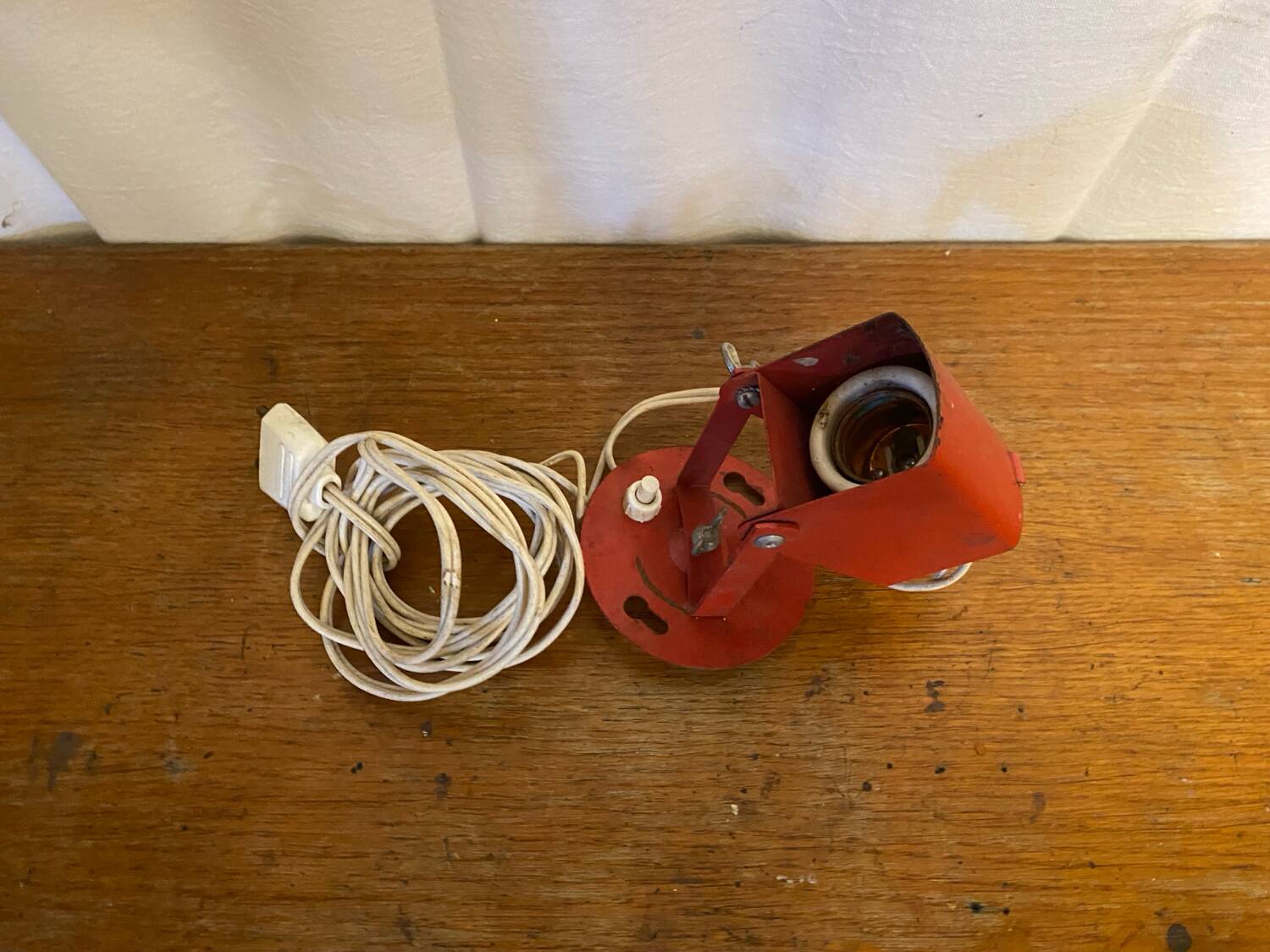 Vintage lita wall lamp, red metal, mategot design, 1950s