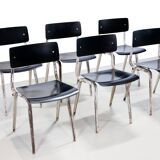 Ensemble de six rares chaises de théâtre Revolt empilables et pliables Friso Kramer