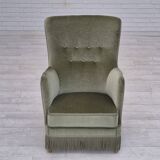 1970s, Danish armchair, velour, beech wood, original excellent condition.