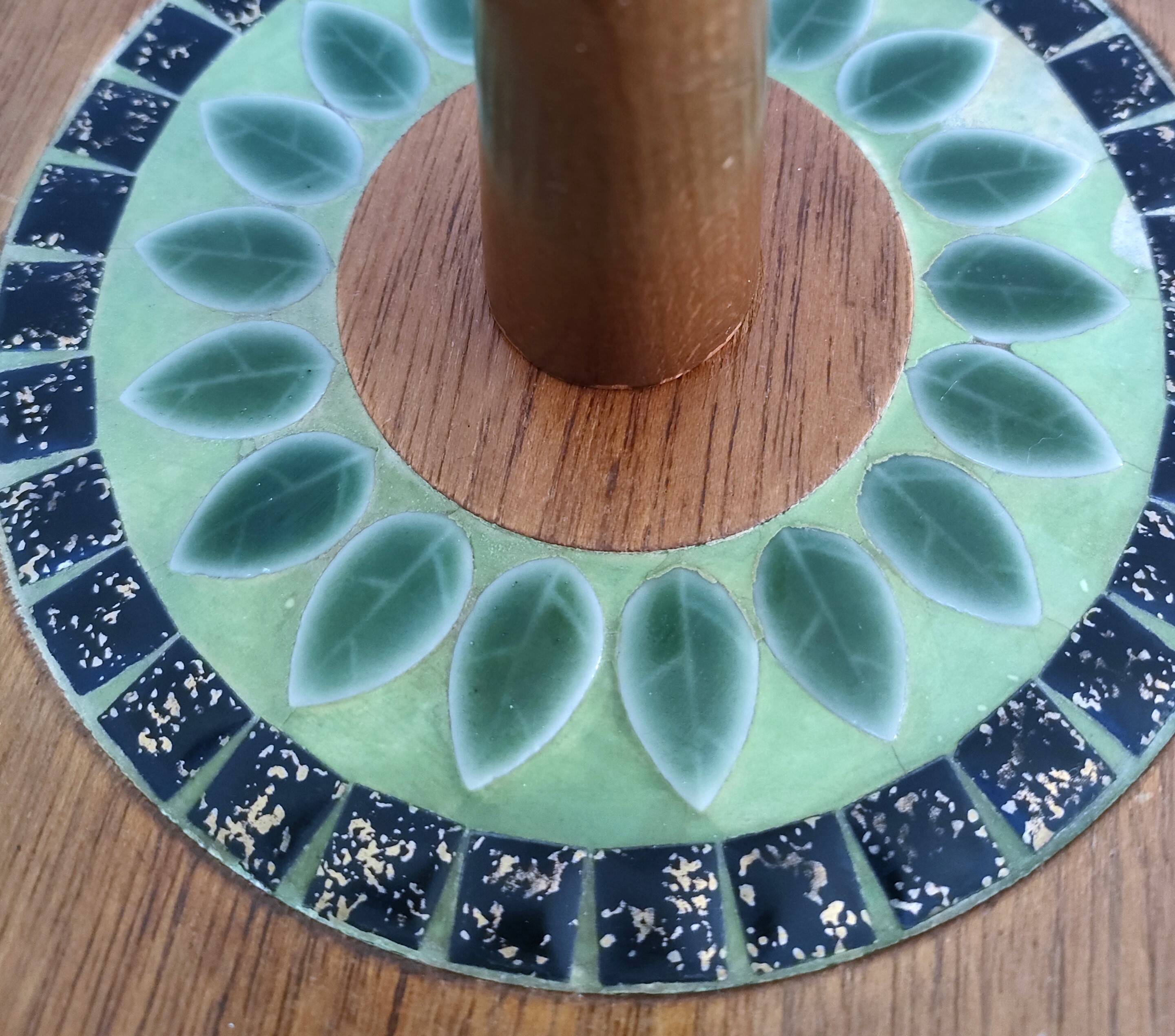 Wooden cheese tray with vintage enameled decor