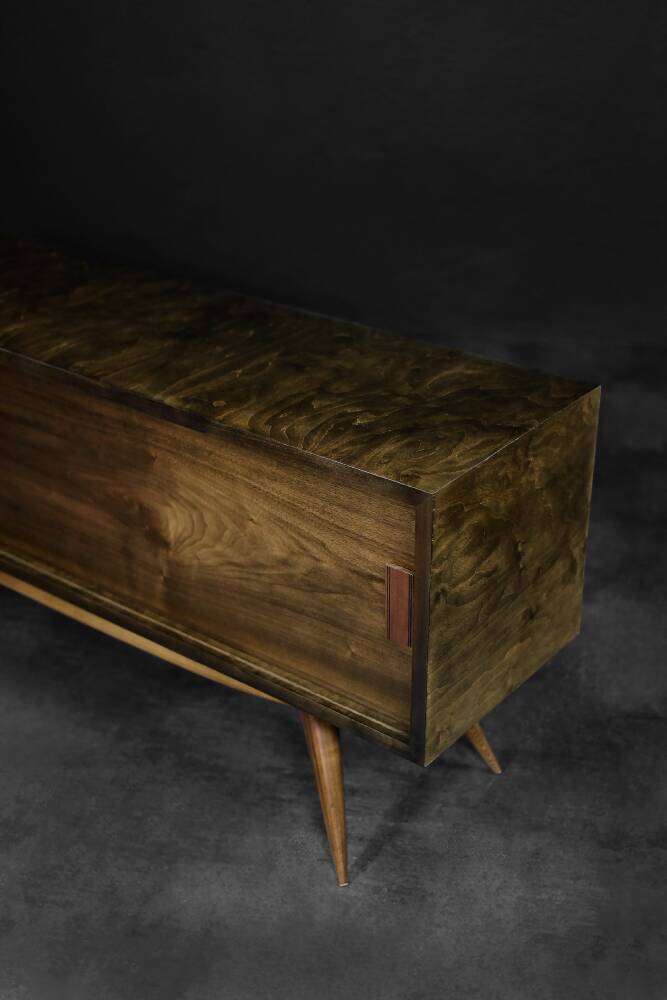 Mid-Century Scandinavian Classic Modern Birch Sideboard with Walnut Front, 1960s