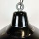 Industrial black enamel factory lamp with iron top, 1960s
