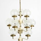 Large 1960s brass and glass tulip ceiling lamp by Hans Agne Jakobsson