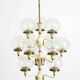 Large 1960s brass and glass tulip ceiling lamp by Hans Agne Jakobsson