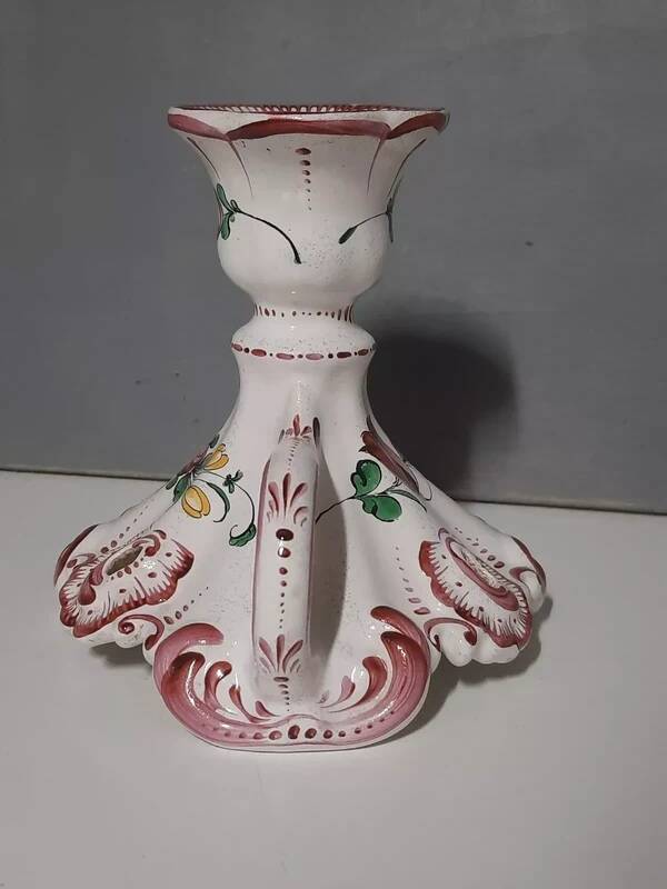 Antique earthenware candle holder - Strasbourg decor - handmade