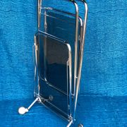 Vintage folding server 1970 with 2 smoked glass trays