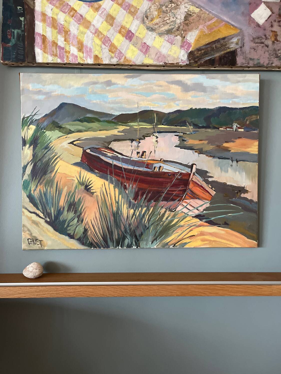 Barge on the river bank