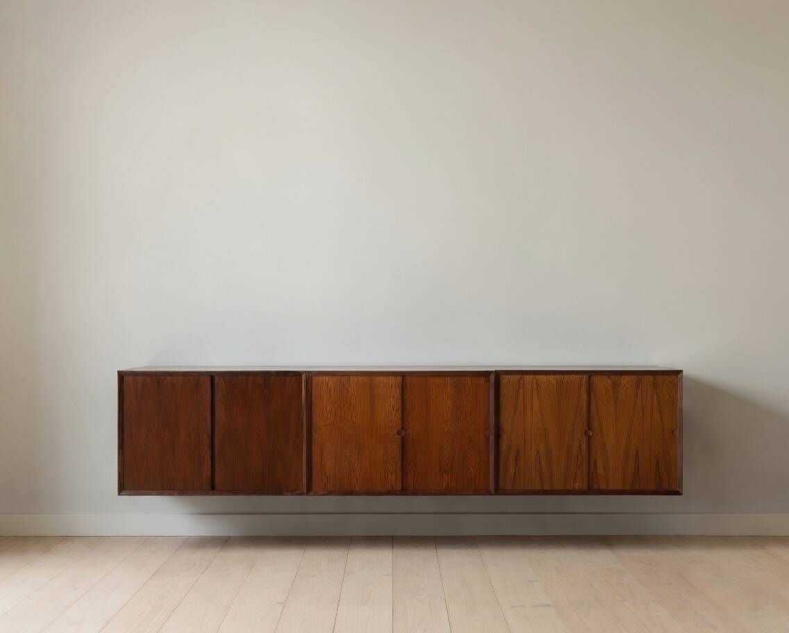 Poul Cadovius Floating Wall Mounted Rosewood Sideboard By CADO, 1960s.