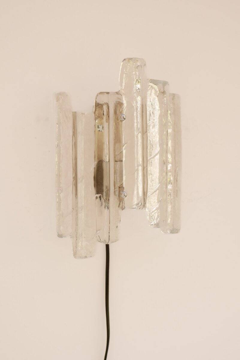 German glass wall sconce from Fischer Leuchten, 1970s