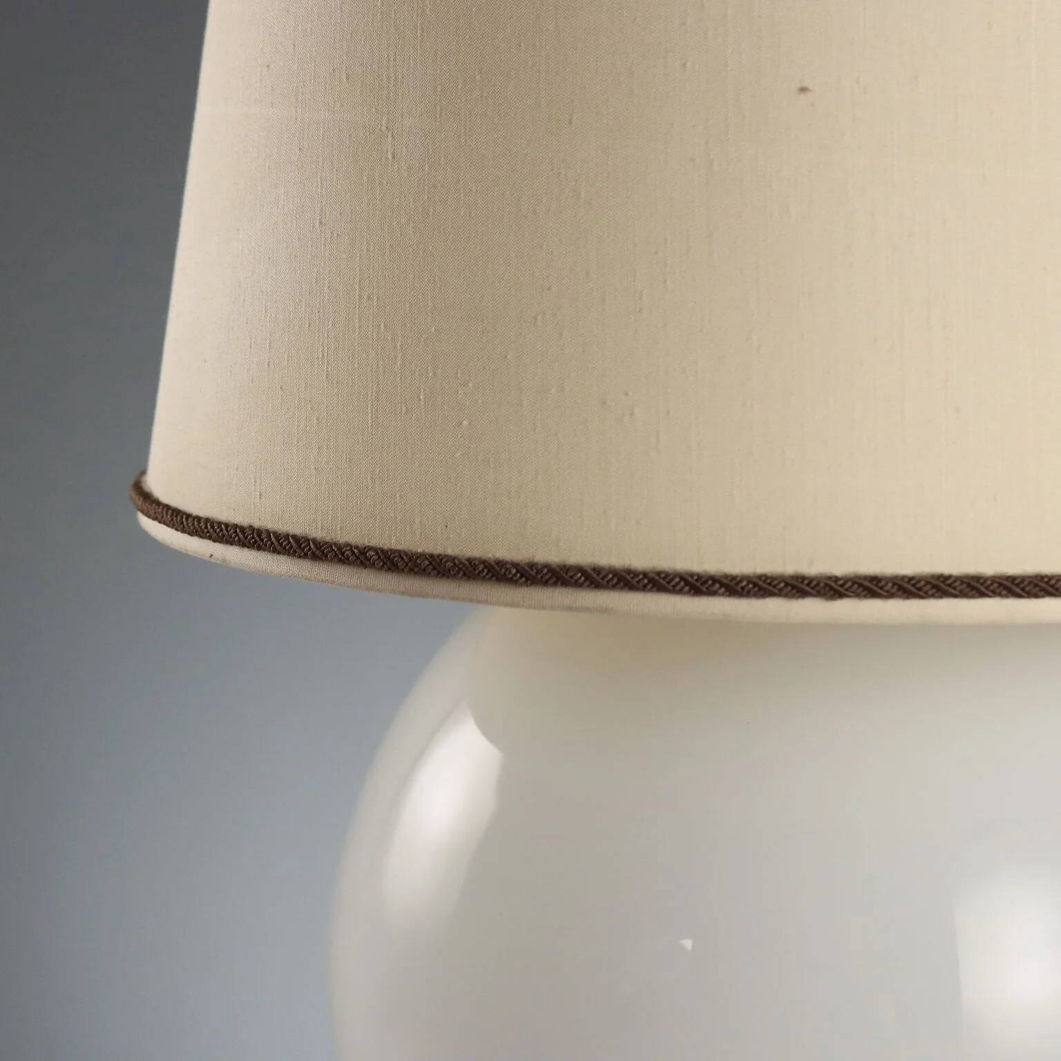 White glass table lamp from the 1970s-80s.