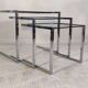 Set of 3 vintage nesting tables in chrome and smoked glass, Roche Bobois style.