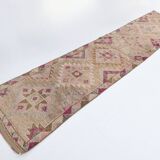 3x12 Pink & Cream Turkish Runner Rug, 80x364Cm