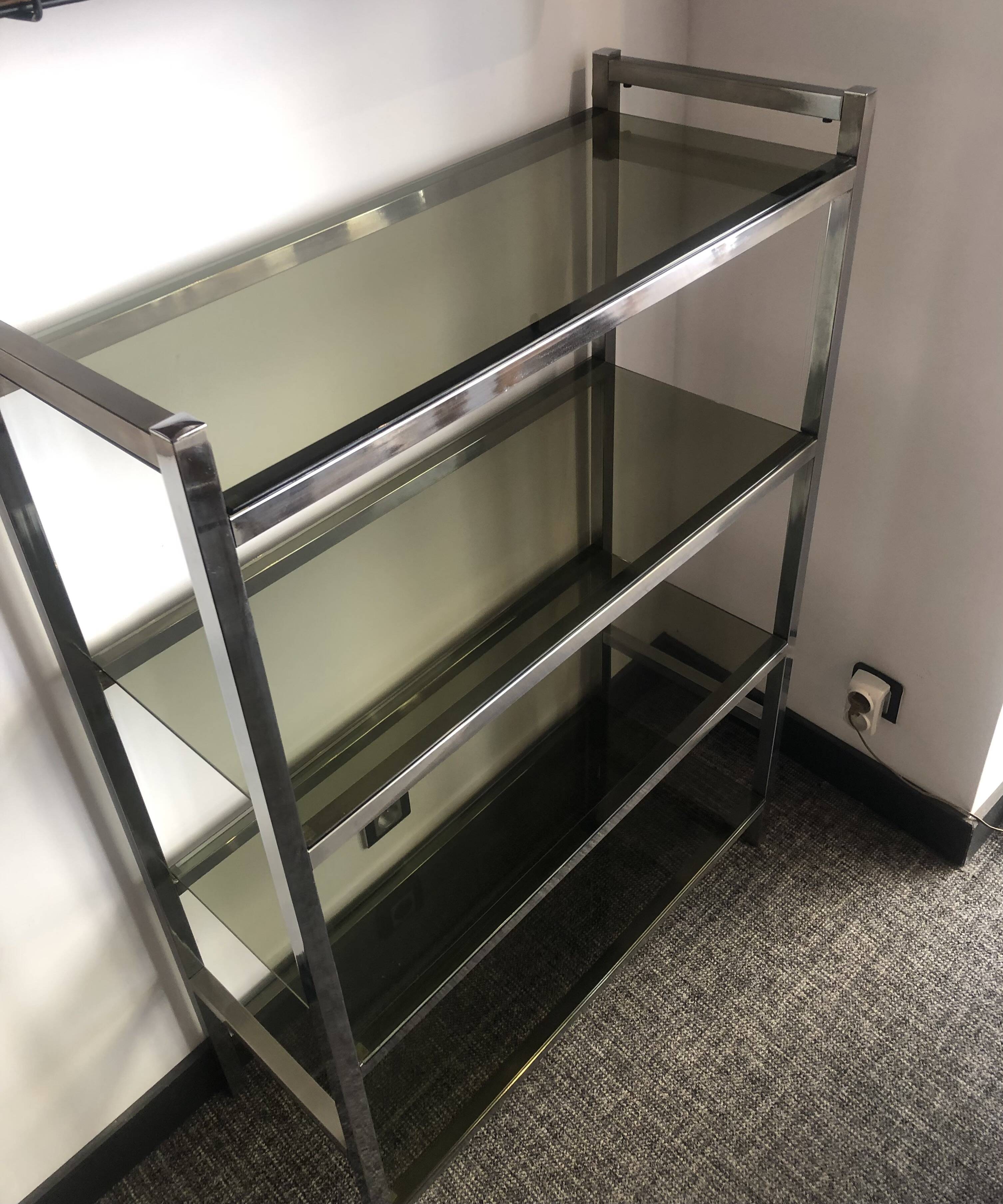 Chrome and smoked glass shelf from the 70s.