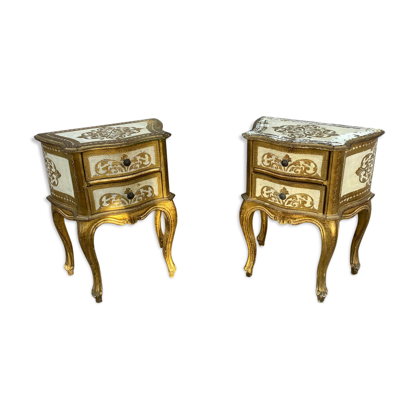 Venetian wooden bedside pair
