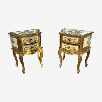 Venetian wooden bedside pair