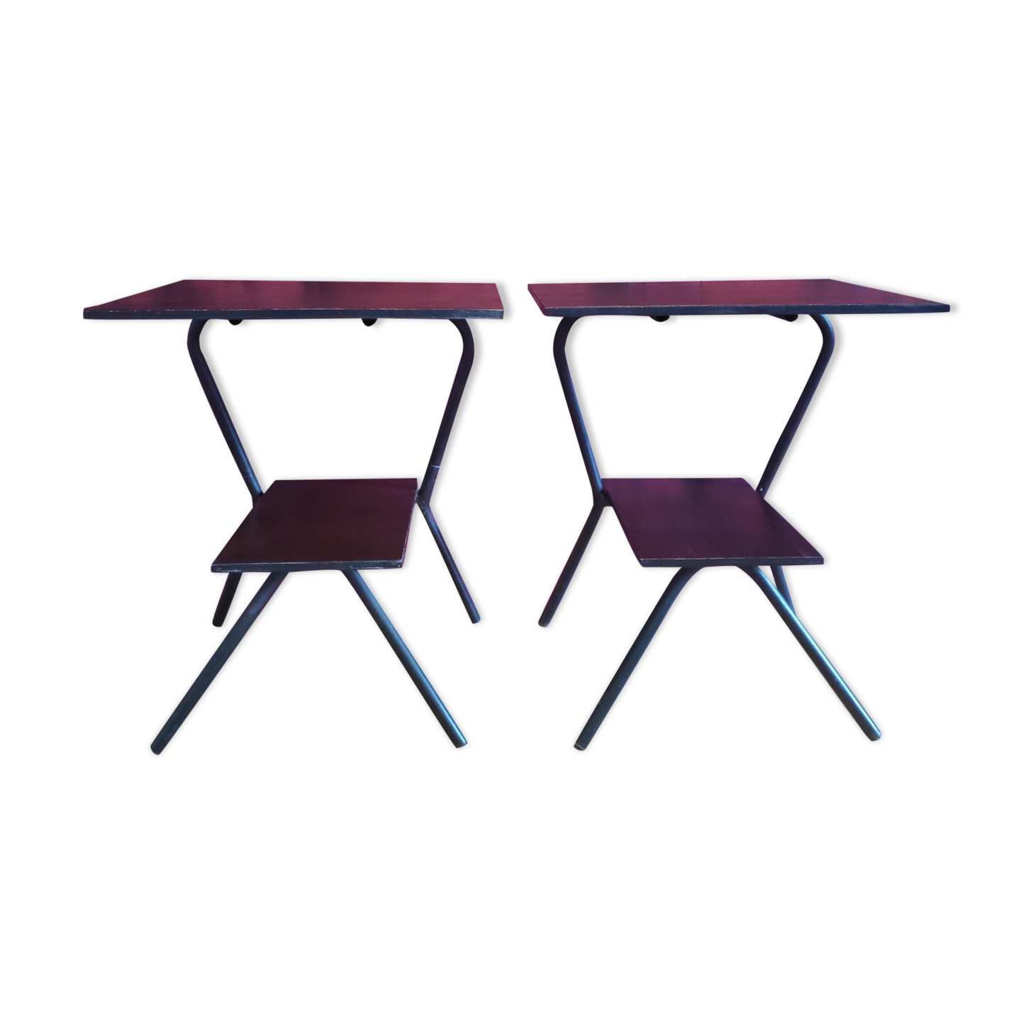 Dark wooden bedsides of the 1950s