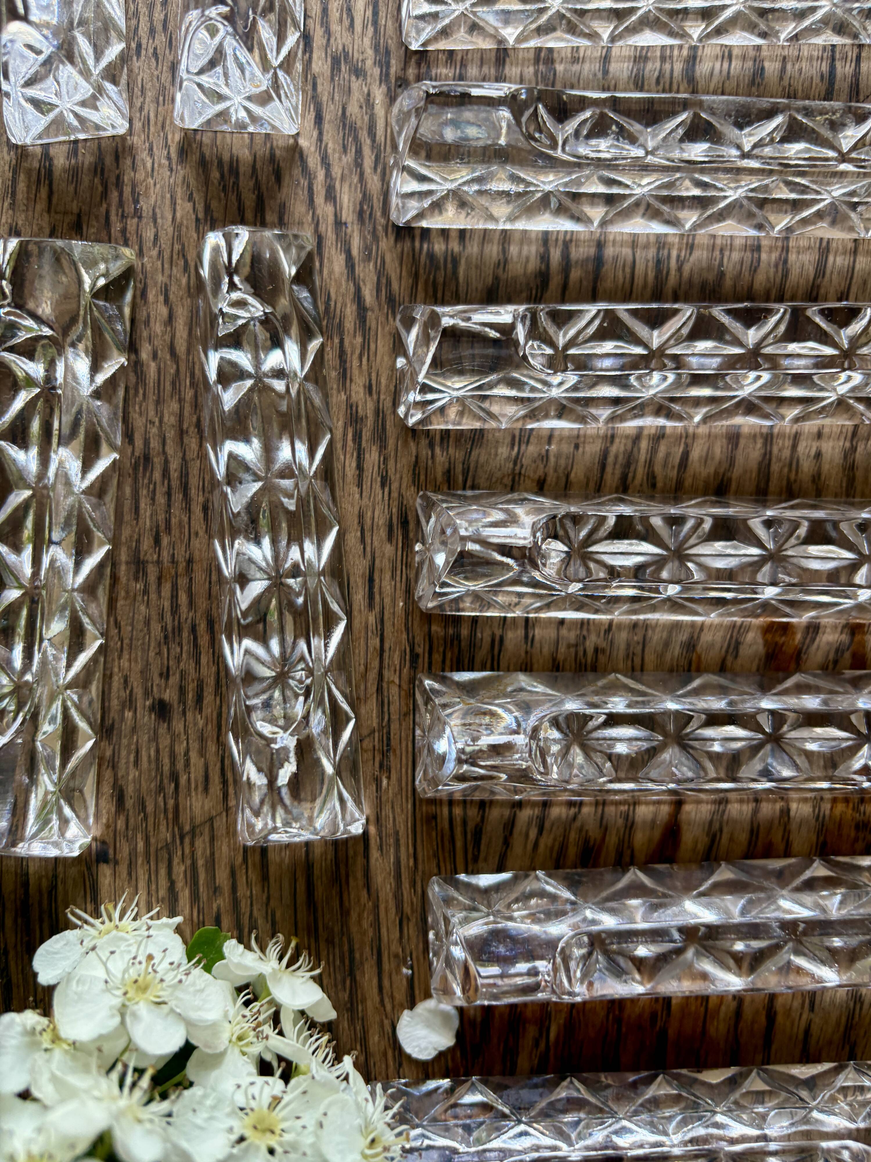 Set of 12 vintage glass knife rests