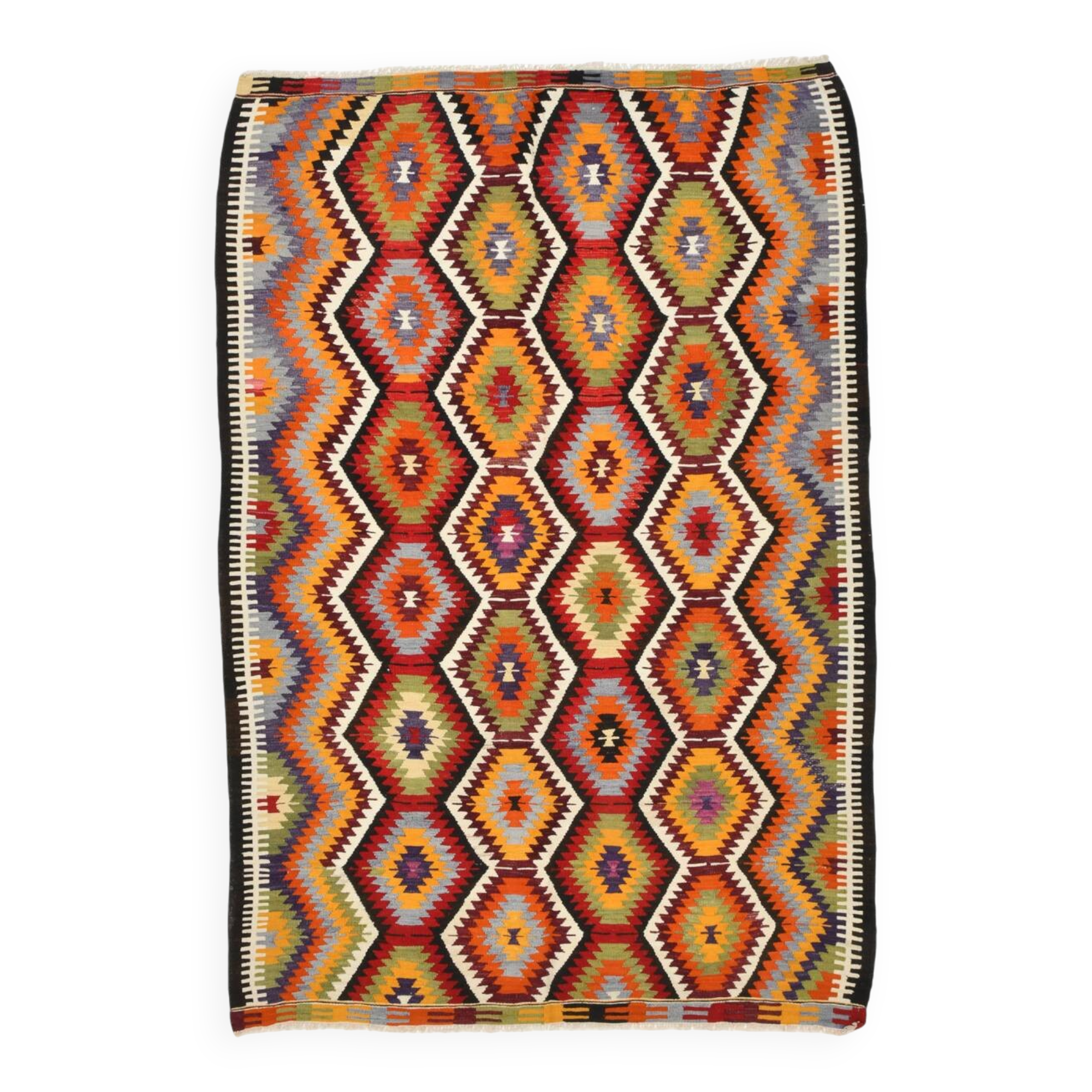 Tapis Kilim géométrique multicolore 5x8, 160x237 cm