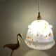 Vintage Clichy glass globe pendant lamp white orange and green