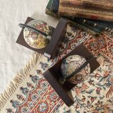 World map bookends terrestrial globes