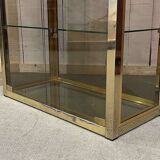 Paire de vitrines d'exposition en chrome doré et verre fumé - années 80