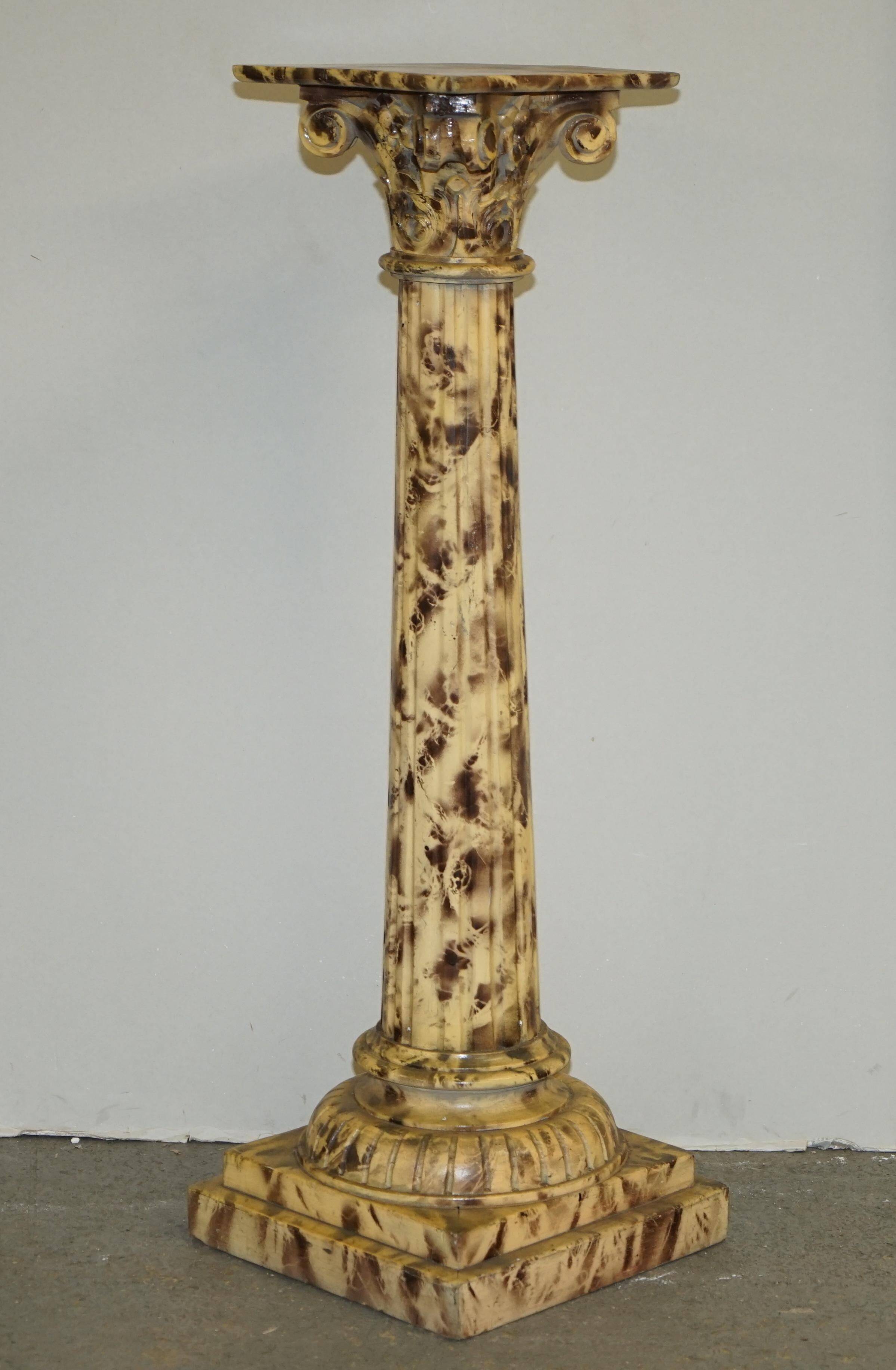 Pair of hand-carved Corinthian pillar bases