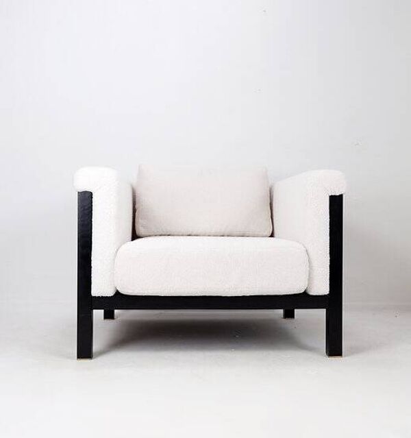 Jules Wabbes attr. Armchair ''Livourne-Série 800 Luxe'' by Bullo 2010 - New White Boucle Fabric