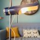 Retro Table Lamp from the 1970s: Articulated Arm, Swivel Shade, Electric Blue Enamel for space age d