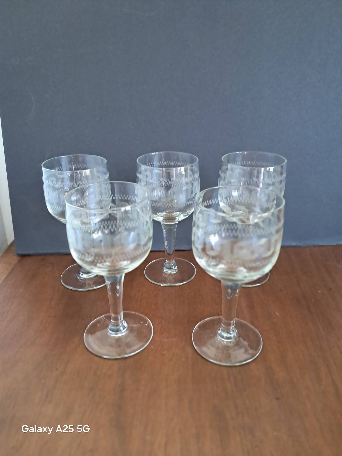 5 guilloche wine glasses from the 1910s/1920s
