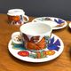 Set of 4 Mokka cups and saucers, acapulco design by villeroy & boch.