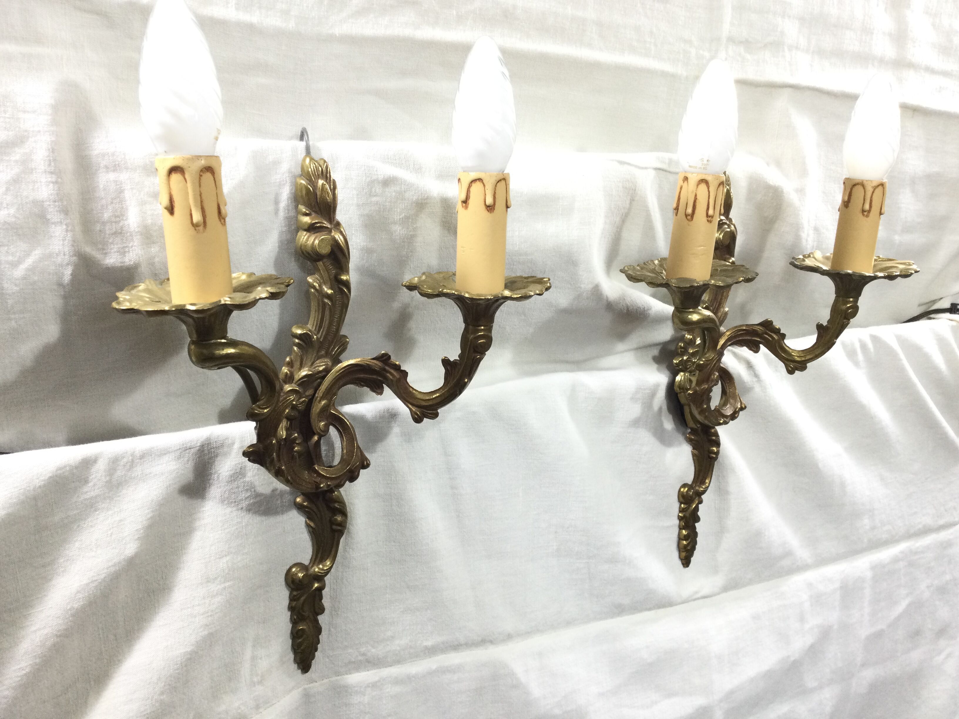 Pair of bronze sconces louis XV style