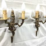 Pair of bronze sconces louis XV style