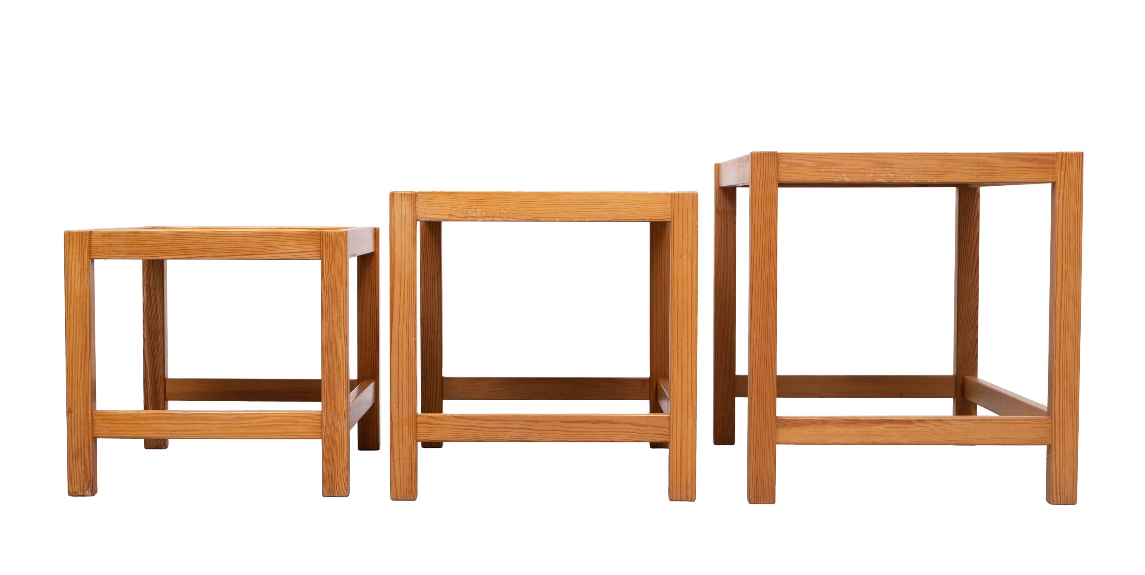 Solid Pine nesting tables Design Kurt Østervig 1960s Denmark