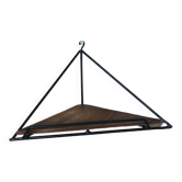 Étagère D’Angle Fer Forgé Noir + Plateau En Bois Vintage